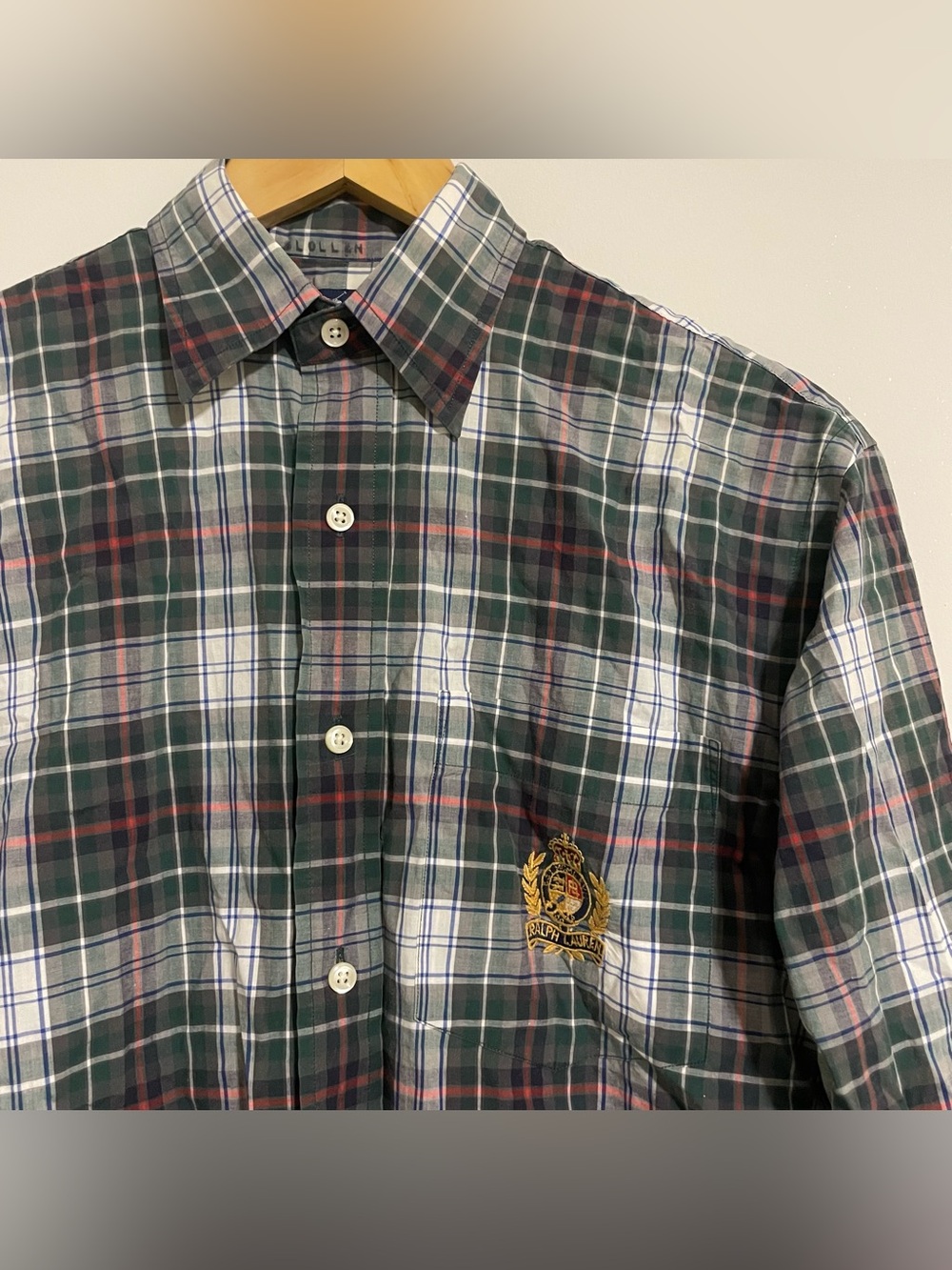 90s Ralph Lauren Plaid Embroidered Crest Size 4 Women's Small LS Holiday